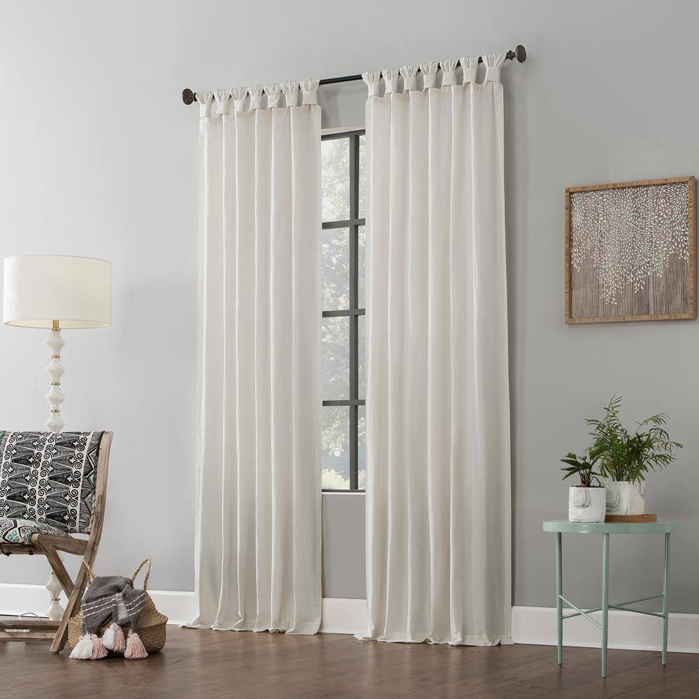 Ivory Cotton Twist Tab Light-Filtering Curtain Panel