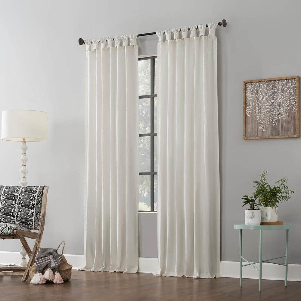 Ivory Light-Filtering Cotton Twist Tab Curtain Panel