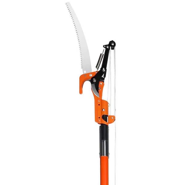 46 in. Carbon Steel Blade Tree Pruner, 7.3 ft. to 27 ft. Extendable Manual Pole Saw for High Branch Trimming