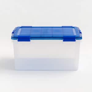 15 Gal. WeatherPro Plastic Storage Box with Blue Lid (3-Pack)