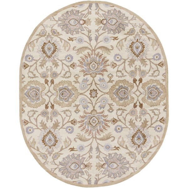 Livabliss Cambrai Ivory 6 ft. x 9 ft. Indoor Oval Area Rug