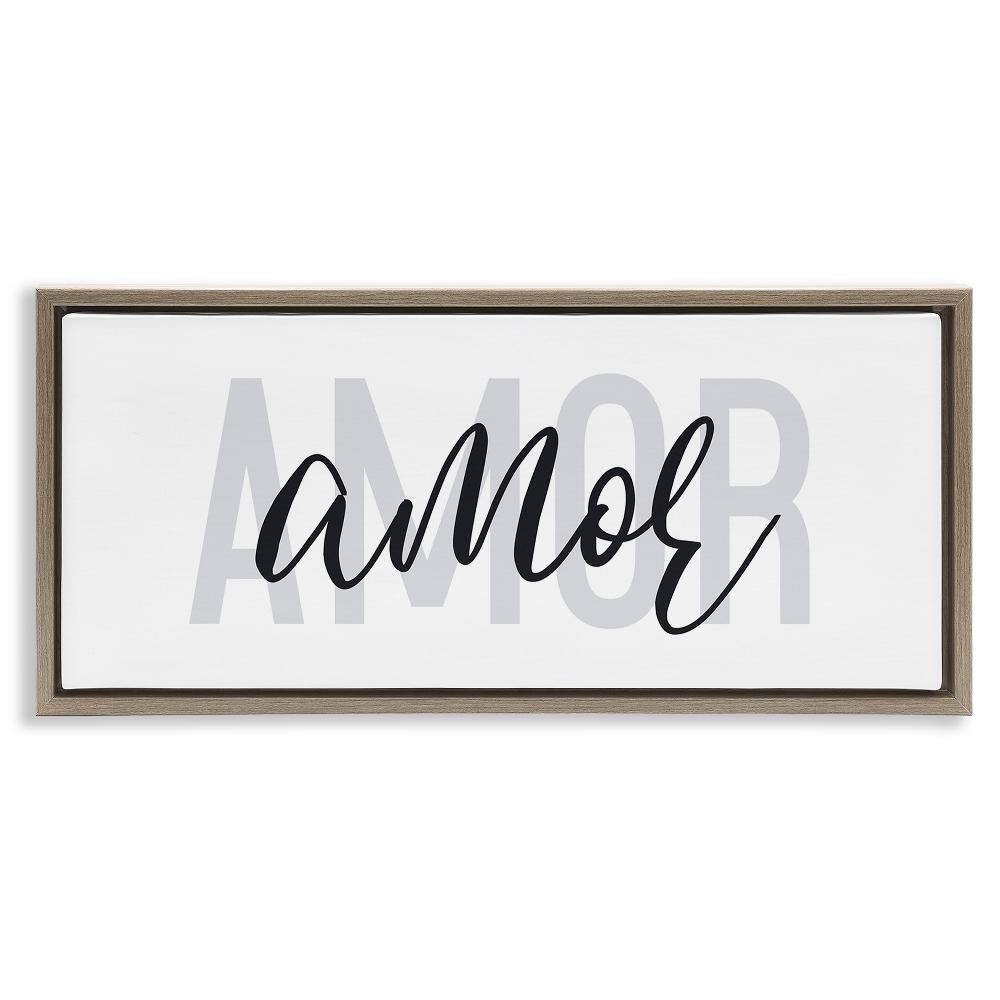 Amore Simple Love Text by Wild Apple Portfolio Brown Floater Frame Typography Graphic Art Print 11 in. x 25 in. price history on PriceWatchPro