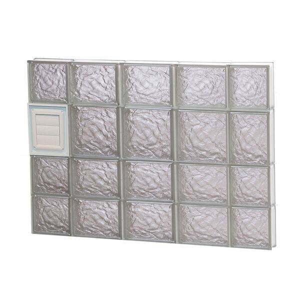 Clearly Secure 34.75 in. x 25 in. x 3.125 in. Frameless Ice Pattern Glass Block Window with Dryer Vent