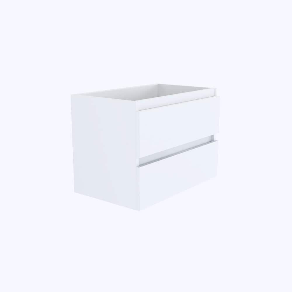 White 30" Wall-Mounted Floating Bathroom Vanity with Ceramic Countertop