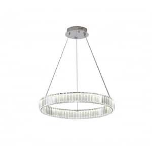 Rudreck 1-Light Dimmable Integrated LED Chrome No Decorative Accents Tier Circle Chandelier for Dining Room