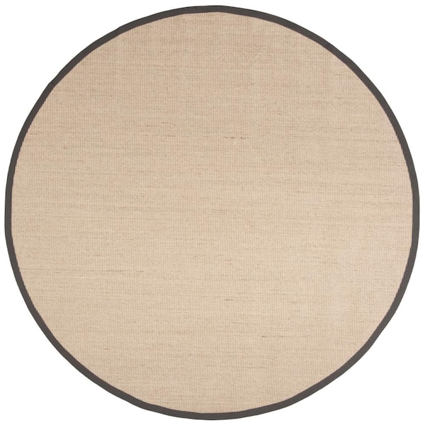 SAFAVIEH Natural Fiber Beige/Dark Gray 6 ft. x 6 ft. Round Border Area Rug