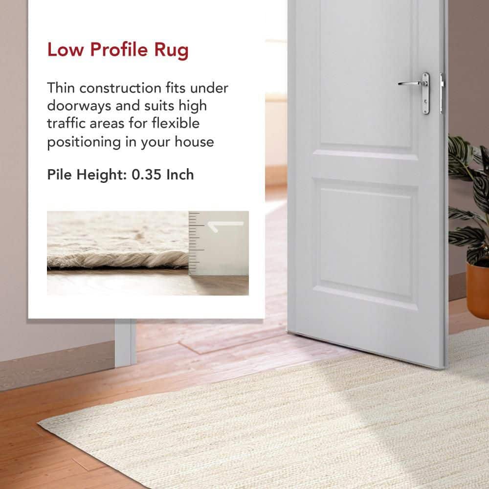 Handmade Off-White Braided Jute Rectangular Area Rug
