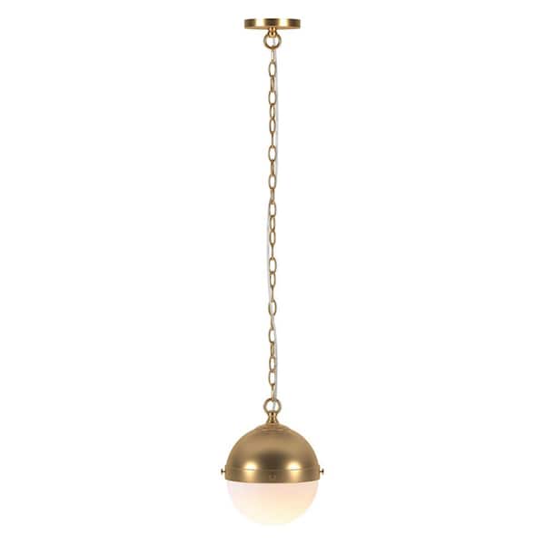 Meyer&Cross Aurora 60-Watt 1-Light Brass Pendant Light with White Milk Glass Shade