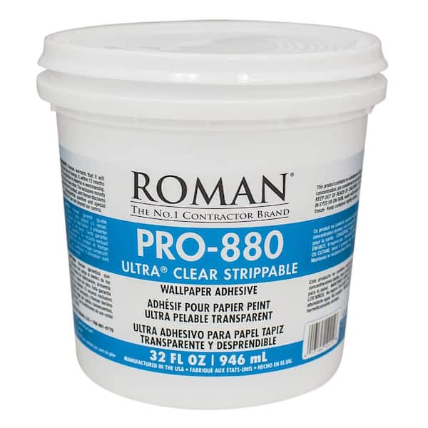 Roman PRO-880 1 qt. Ultra Clear Strippable Wallcovering Adhesive 012414 -  The Home Depot