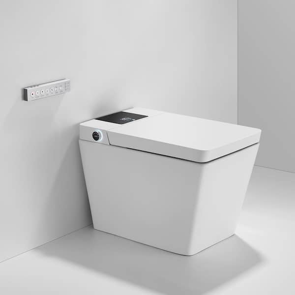 Elongated Square Smart Toilet Bidet 1.0/1.6 GPF in White with Auto Open and Close, Auto Flush, Multiple Spray Modes
