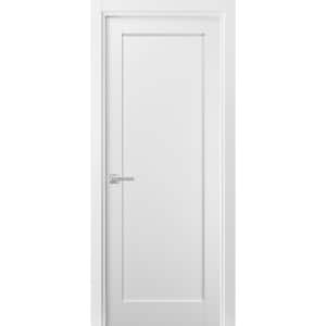 4111 18 in. x 80 in. Single Panel No Bore Solid MDF Frosted Glass White Finished Pine Wood Interior Door Slab