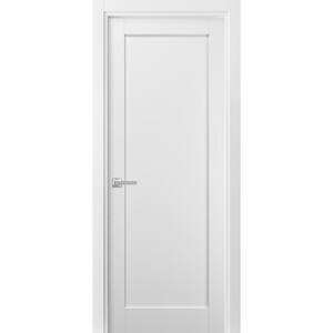 4111 28 in. x 84 in. Single Panel No Bore Solid MDF Frosted Glass White Finished Pine Wood Interior Door Slab