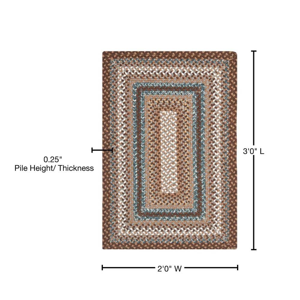 Ivory and Brown Braided Reversible Synthetic Area Rug