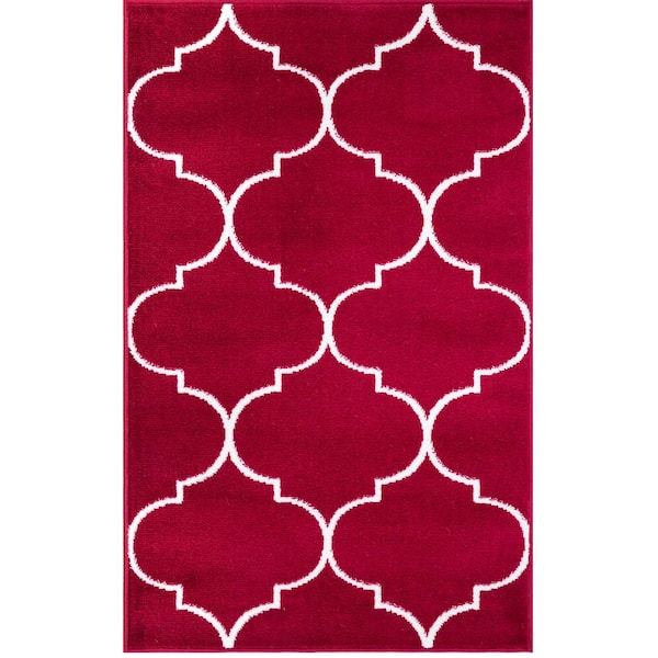 Concord Global Trading Jefferson Collection Morocco Trellis Red 3 ft. x 4 ft. Area Rug