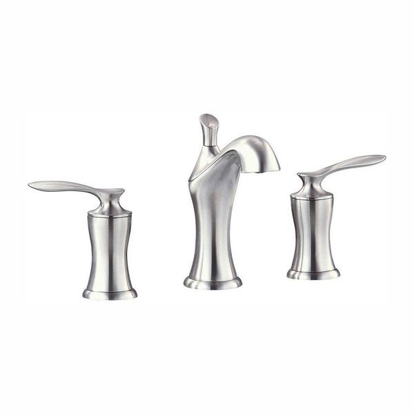 Avanity Fontaine 8 in. Widespread 2-Handle Mid-Arc Bathroom Faucet in Brushed Nickel with Drain