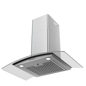 30 in. 250 CFM Ducted Wall Mount Island Range Hood in Stainless Steel with Light and Dishwasher Safe Metal Mesh Filter
