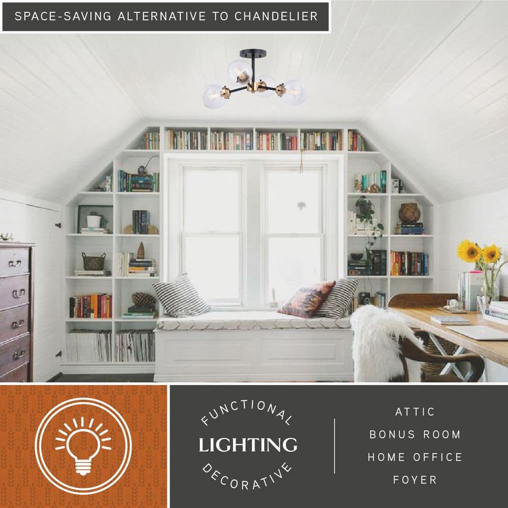 Orbit 20" Bronze and Glass Sputnik Ceiling Light