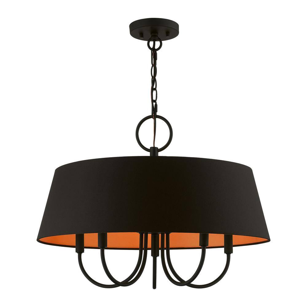 Palma Modern Retro 5-Light Black Drum Pendant Chandelier