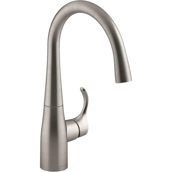 KOHLER Lyric 18 Gauge Stainless Steel 15 in. 1-Hole Dual Mount Bar Sink with Simplice Faucet