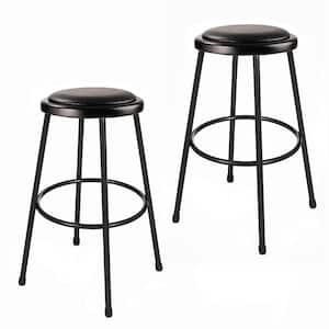 Otto 30-inch Black Vinyl Padded Stool with Metal Frame, (2-Pack)