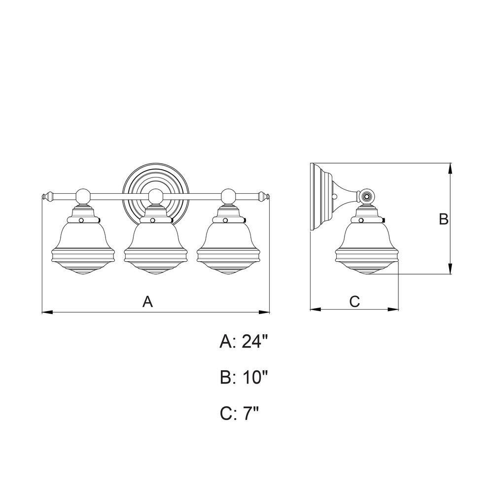 Huntley 3-Light Bronze Schoolhouse Vanity Fixture