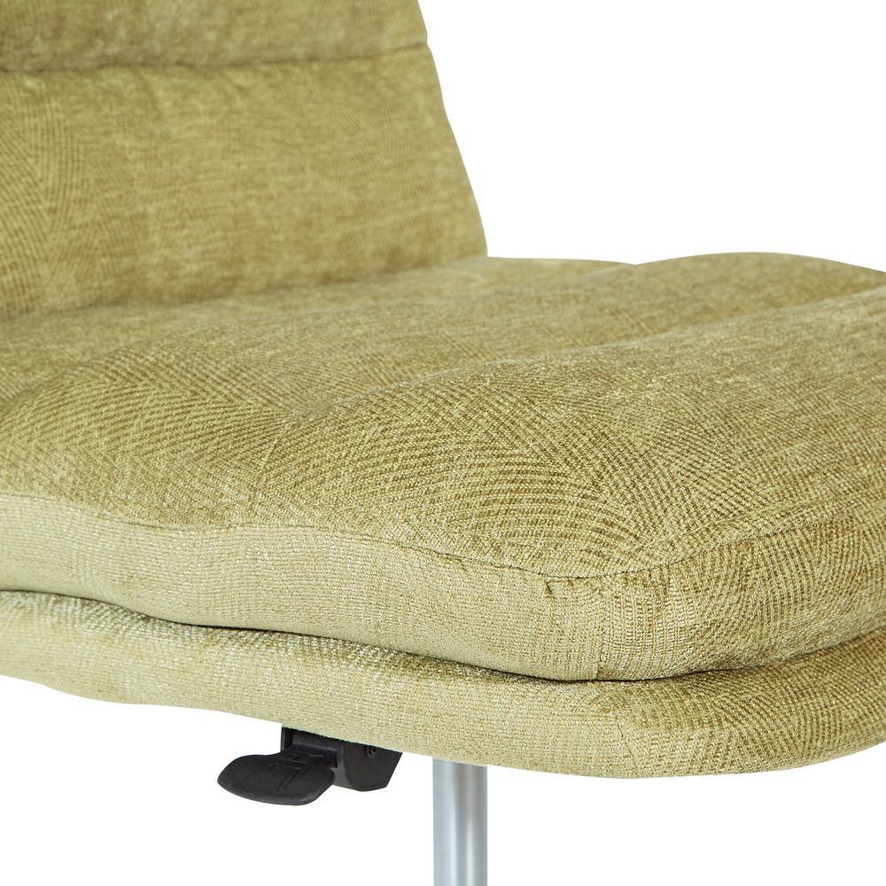 Olive Fabric Armless Ergonomic Swivel Office Chair with Gold Base