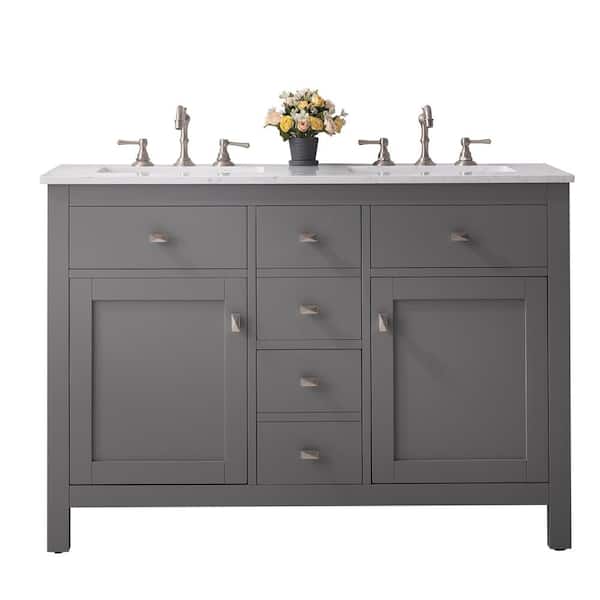 Artemis 48 in. Double Sink Gray Bath Vanity with White Engineered Top (Assembled)