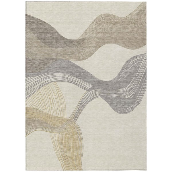 Chantille Machine Washable Indoor/Outdoor Abstract ACN3057 Cream 10 ft. x 14 ft. Area Rug