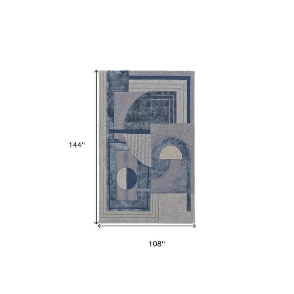 9 ft. x 12 ft. Blue, Gray Striped Area Rug