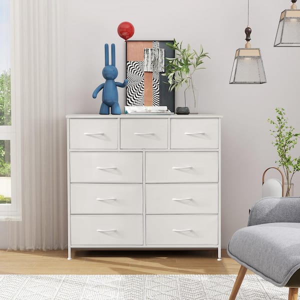 WONDER COMFORT White 9-Drawer 11.8 in. W Chest of Drawers Fabric