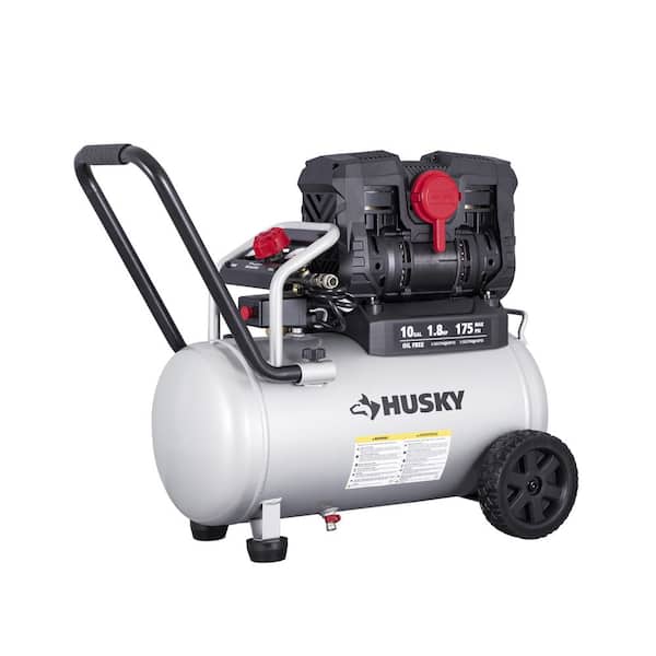10 Gal. 175 PSI Electric Oil-Free Quiet Auto/Workshop Hotdog Air Compressor with Dual Gauges and 1-Quick Coupler