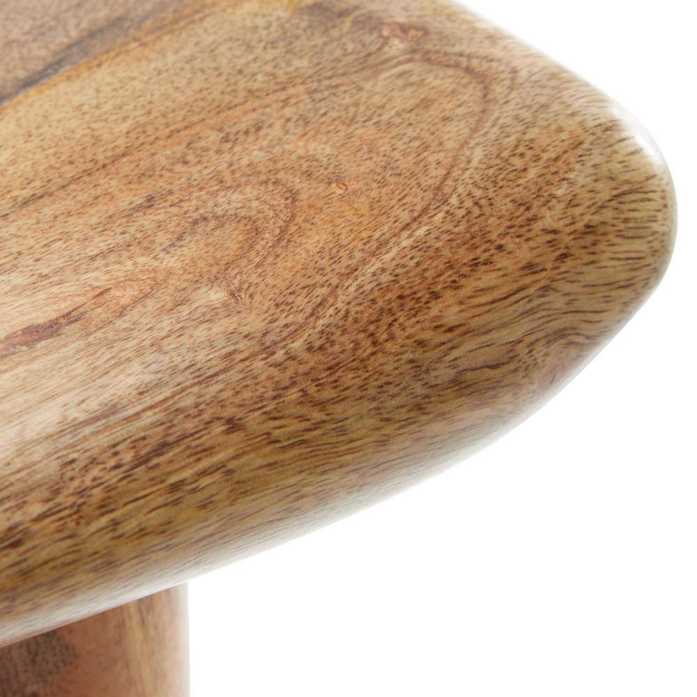 Natural Brown Solid Wood Backless Saddle Counter Stool