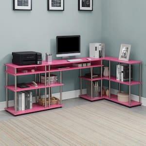 Designs2Go 42 in. L Pink Rectangle Particle Board No Tools Console Table with Shelves
