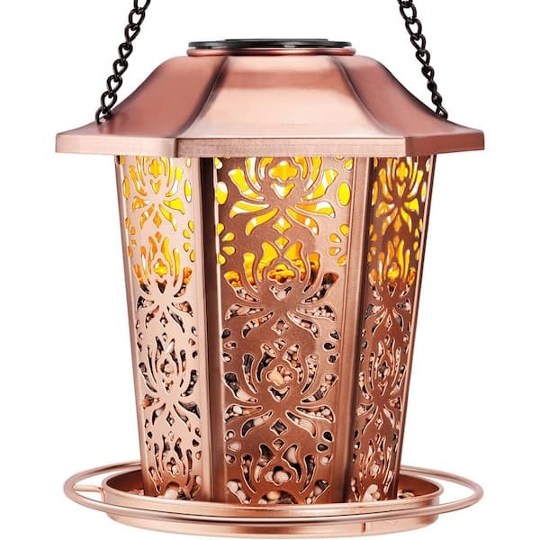 Solar Bronze Metal Hanging Wild Bird Seed Feeder-2.4 lbs. (1-Pack)