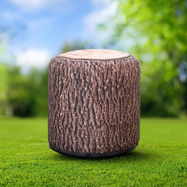 Outdoor / Indoor Wood-Style Pouf Ottoman, Stool for Patio, Office, Classroom or Home Living Space