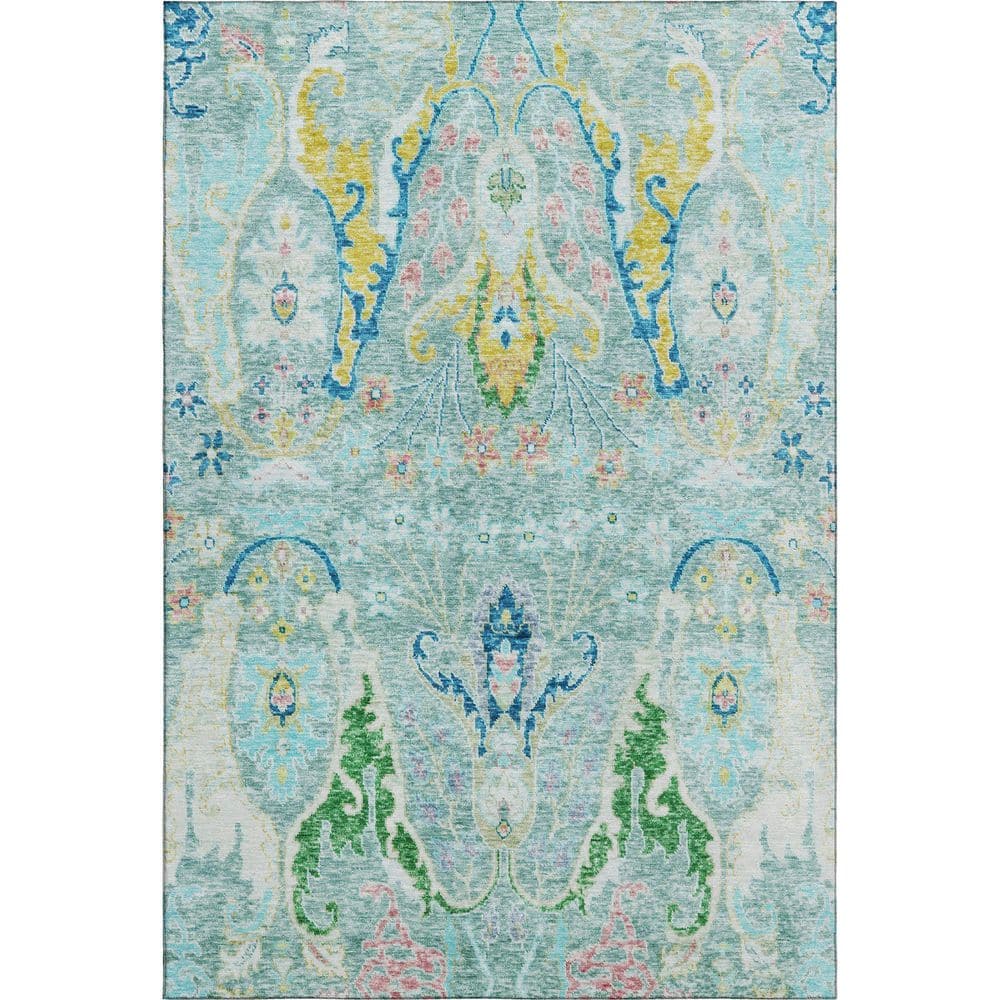 Mayfield Premium Machine Washable Abstract AMF1932 Teal 10 ft. x 14 ft. Area Rug price history on PriceWatchPro