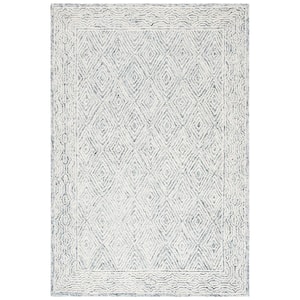 Capri Ivory/Blue 4 ft. x 6 ft. Border Diamond Area Rug