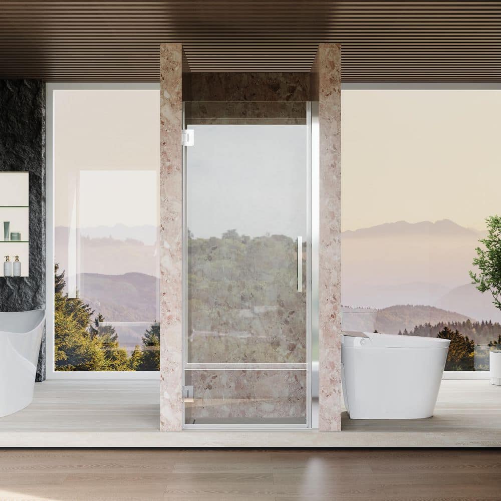 "31-32 in. W x 72 in. H Pivot Doubled Hinged Frameless Shower Door in Chrome with SGCC ANSI 3/8""(10mm) Clear Glass" price history on PriceWatchPro