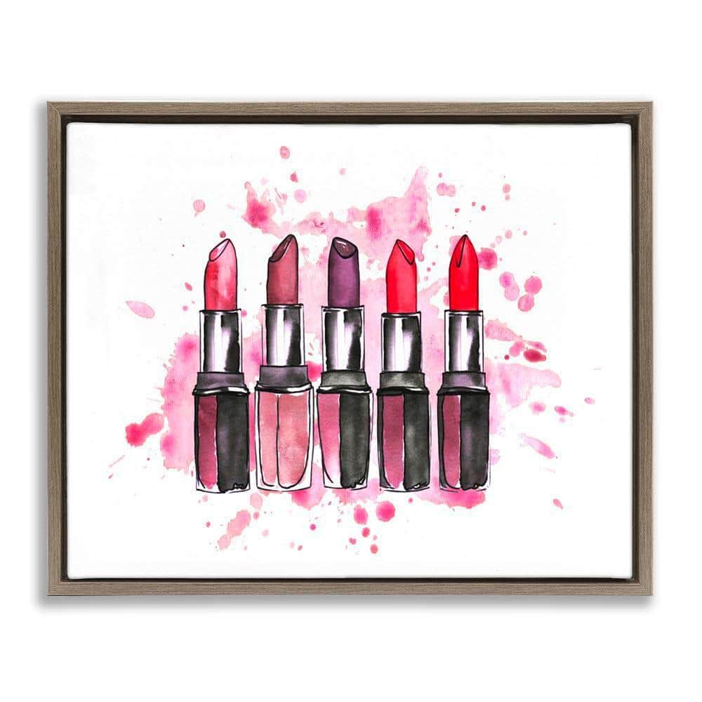 Modern Splatter Lipstick by Svetlana Aleynikova Brown Floater Frame Abstract Graphic Art Print 17 in. x 21 in.