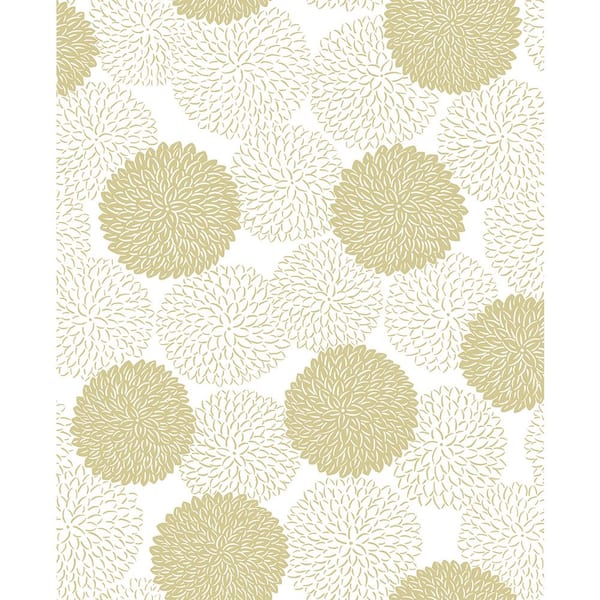 A-Street Prints Blithe Gold Floral Gold Wallpaper Sample