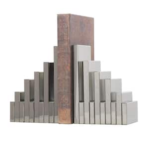 Silver Crystal Pyramid Geometric Bookends (Set of 2)