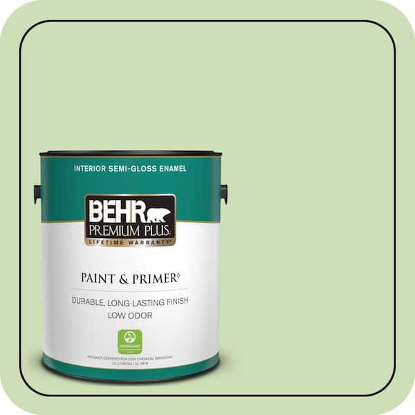BEHR PREMIUM PLUS 1 gal. #430C-3 Peridot Semi-Gloss Enamel Low Odor Interior Paint & Primer