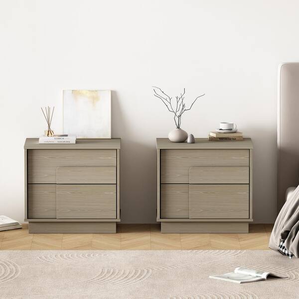 Manhattan Comfort Horizon Whitewashed Oak 2-Drawer 21.7 in