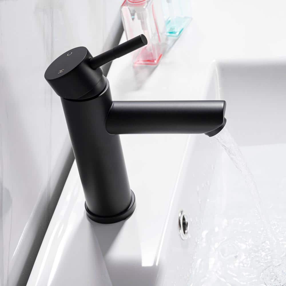 Matte Black Stainless Steel Single-Handle Bathroom Faucet