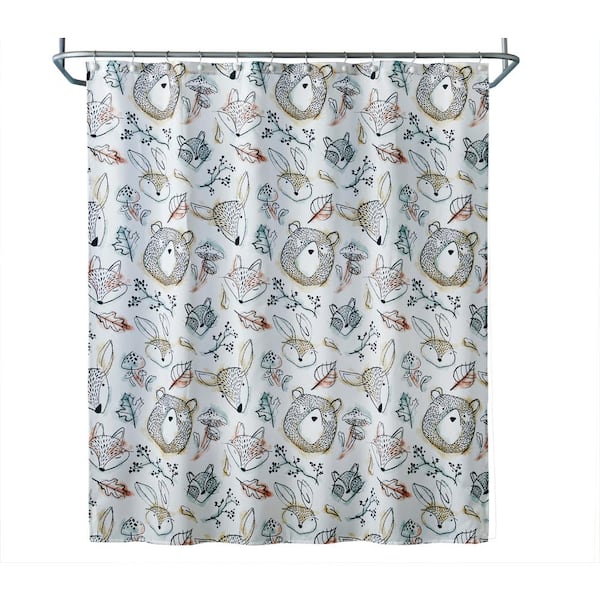 SKL Home Sketched Woodland Fabric Shower Curtain, 72 in., Multi