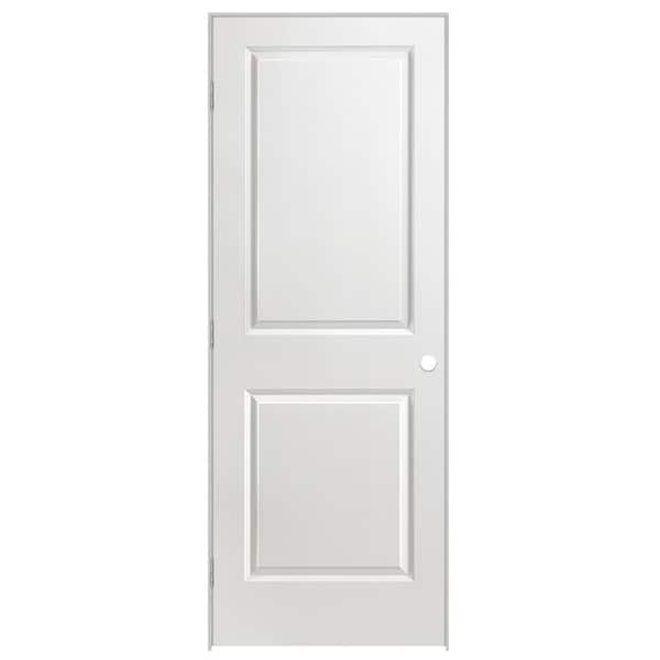 Masonite 28 in. x 80 in. 2 Panel Square Top Right-Handed Solid Core Smooth Primed Composite Single Prehung Interior Door