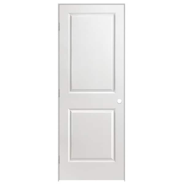 30 in. x 80 in. 2-Panel Square Right-Hand Hollow Primed Composite Molded Single Prehung Interior Door W/Commercial Style
