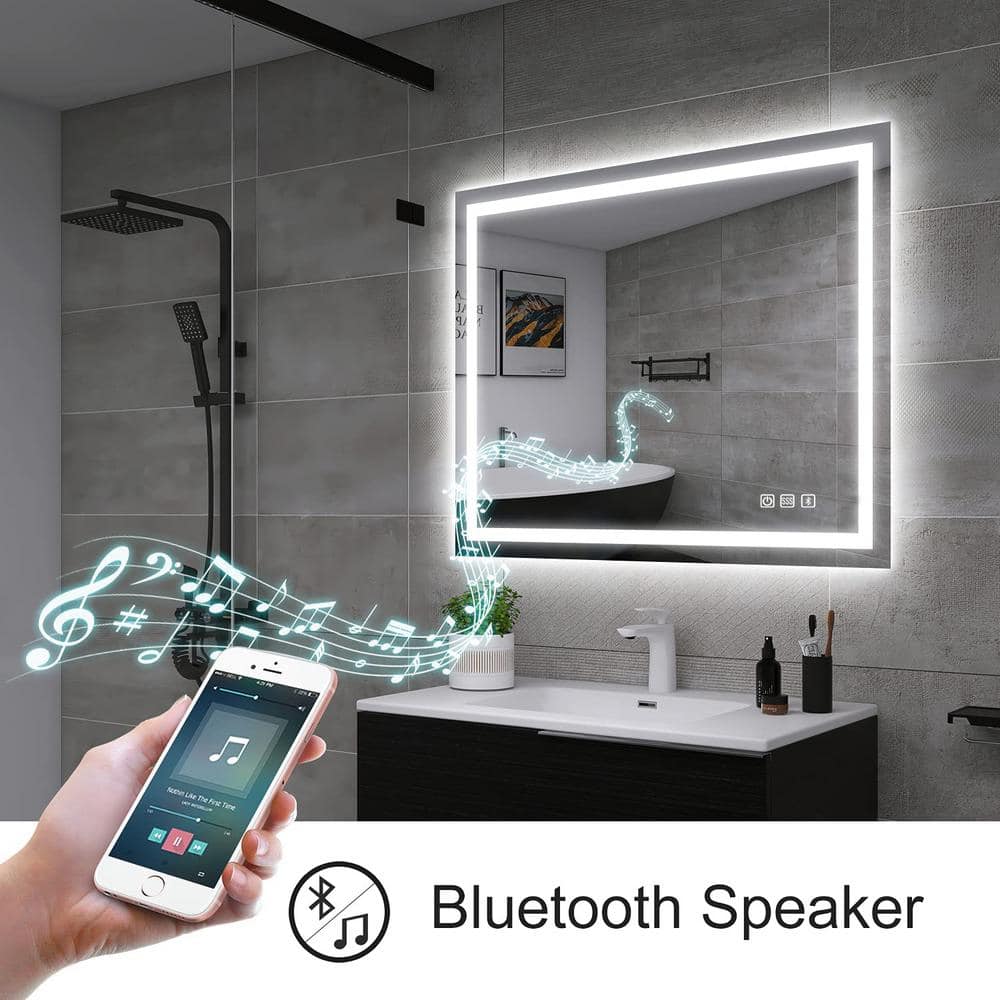 40" x 28" Frameless Rectangular LED Bathroom Vanity Mirror