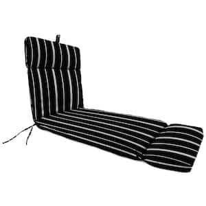 22 in. x 72 in. Outdoor Chaise Lounge Cushion w/Ties & Hanger Loop Pursuit Shadow Black Stripe Rectangular French Edge