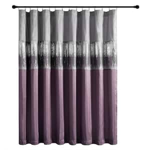Night Sky Purple/Gray Polyester 100 in. W x 84 in. L Light Filtering Curtain (Single Panel)